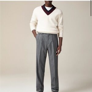 Men's relaxed fit single pleat trouser in Italian wool, charcoal 34/32